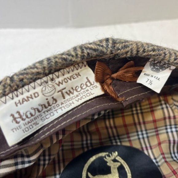 VTG Harris Tweed Flat Cap Baretta Newsboy Hand Woven Wool - Picture 6 of 8